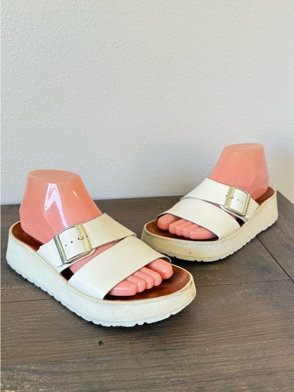 Papillio by Birkenstock Platform Sandals Neutral Cream Statement Minimal Size 37 - Picture 5 of 16